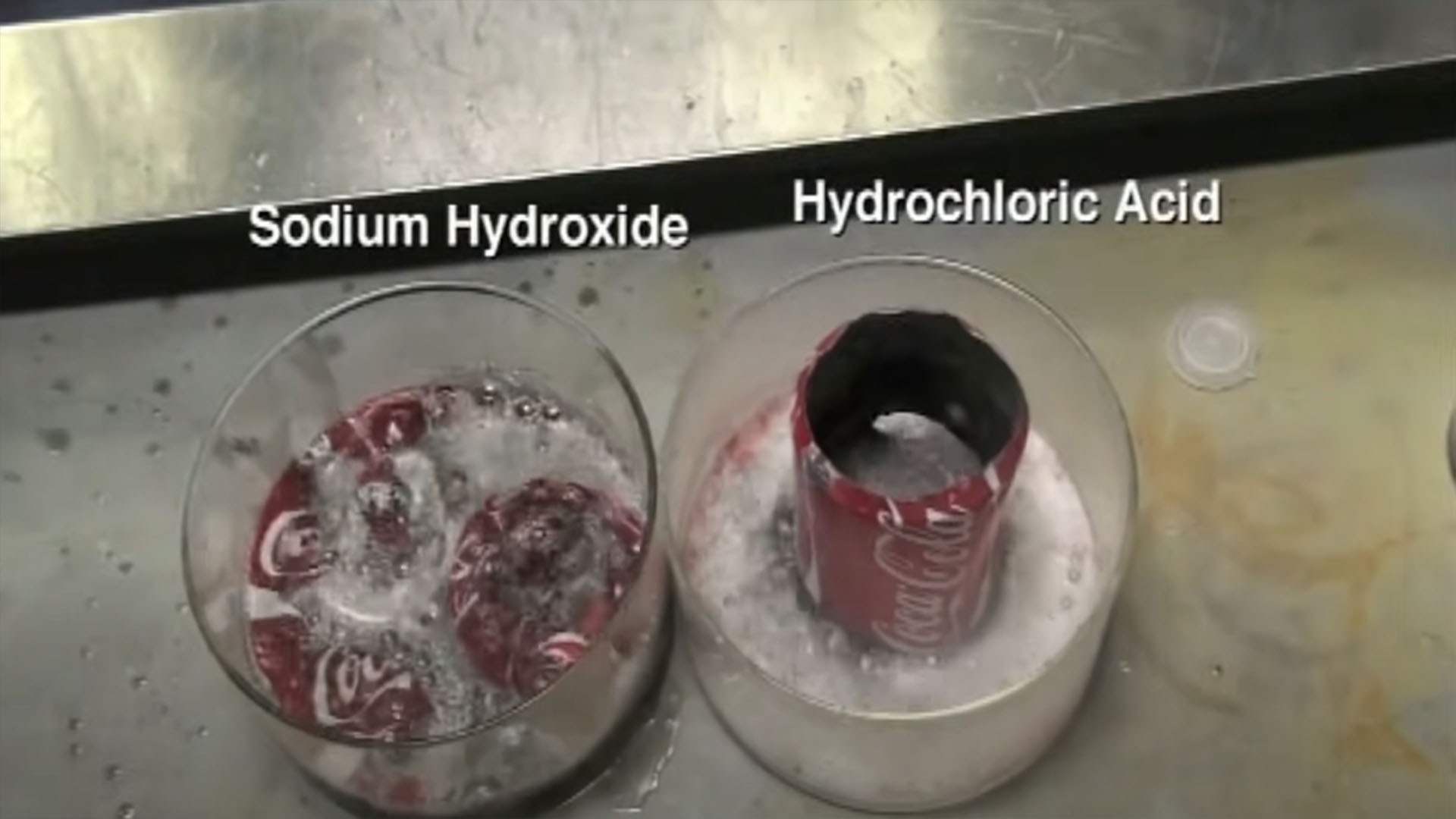 알루미늄 캔의 산과 염기에서의 반응 비교